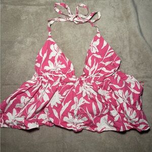 SO Pink and White Floral Halter Top